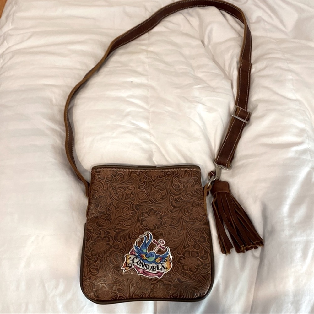 Consuela leather embroidered crossbody